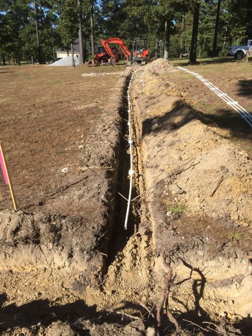 Photo of construction of distribution trench.