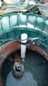 Sonar pipe installed with SepticSitter cables inside riser 1
